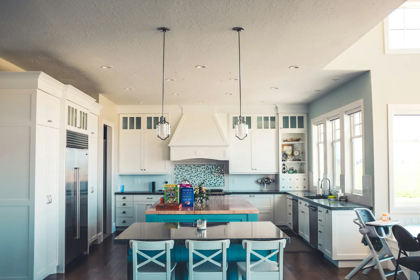 Bright kitchen with a spacious center island